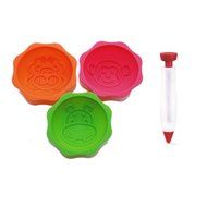 X-Haibei Jungle Zoo Animal Round Dome Muffin Deco Mini Cake Set Kit Silicone Mold Pen