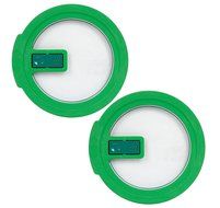 (2) Pyrex 7200 Blue 2 Cup and (2) Pyrex 7202 Green 1 Cup Round No Leak Lids for Glass Bowls N2