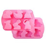 6-Cavity Cartoon Animals Silicone Cake Mold Chocolate Mold Dessert Mold, Dog/Cat/Duck/Rabbit/Elephant