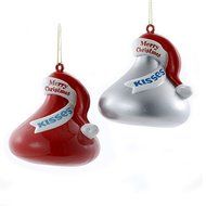 3&quot; Red &amp; White Hersheys Chocolate Kisses Blow Mold Ornament - Set OF 2