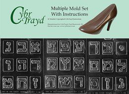 Cybrtrayd BUN-L032L033L034 3-Piece Hebrew Letters Chocolate Molds