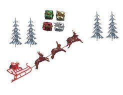 CakeSupplyShop Santa Sleigh Reindeers Christmas Holiday Trees &amp; Presents Cake Decoration Topper