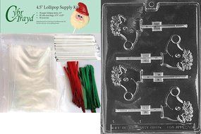 Cybrtrayd 45stK50C-C026 Small Reindeer Lolly Christmas Chocolate Mold with Lollipop Kit and Molding Instructions...