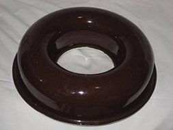 Vintage Dark Brown &amp; White Heavy Enamel Over Metal 10x3 Inch Ring Jell-O Mold / Cake Baking Pan