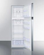 Summit FF948SS 8.8 cu.ft. frost-free refrigerator-freezer adjustable glass shelves and reversible doors with platinum...