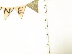 Baby First Birthday "ONE" Cake Bunting Banner Topper for Sparkle Party Birthday Cake