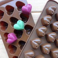 A Surprising Party Food Decorations Tools Silicone 15 Heart-Shaped Ice Lattice Pudding Chocolate Handmade Molds