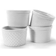 Bia Cordon Bleu Inc 904926 14 Oz White Porcelain Textured Ramekin Assorted 4 Count