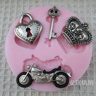 Motorcycle Lock Key Crown Silicone Fondant Mold Cake Decorating Pastry Gum Pastry Tool Kitchen Tool Sugar Paste...