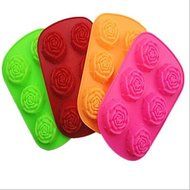 Y&amp;XL&amp;H 6 Hole Rose Shape Cake Ice Jelly Chocolate Molds,Silicone 25&iexcl;&Aacute;16.5&iexcl;&Aacute;3.5 CM(9.9&iexcl;&Aacute;6.5&iexcl;&Aacute;1.4INCH) Random Color