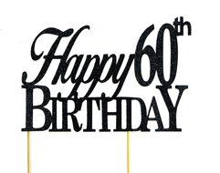 Black Happy 60th Birthday Cake Topper N2