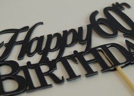 Black Happy 60th Birthday Cake Topper N3