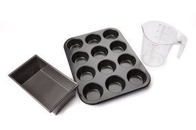 FortheChef's Muffin and Loaf Pan Set with 1 Qt. Measuring Cup