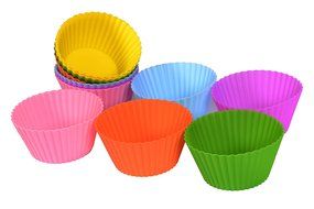 KitchenMooN Premium Silicone Cupcake Liner/Muffin Cup - Set of 12 Silicone Baking Cup - Six Colors N3