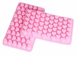 Spove Silicone Mini Heart Shape Ice Cube Candy Ice Cube / Chocolate Mold Pink Pack of 2