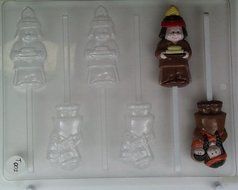 3 Cute Indian Squaws, 3 cute Indian Braves T002 Thanksgiving Chocolate Candy Mold