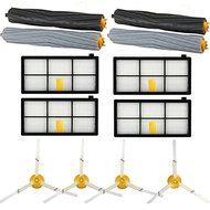 4 individual Debris Extractor + 4 Side Brushes + 4 Hepa Filters Replacement Set for iRobot Roomba 800 Series 870...