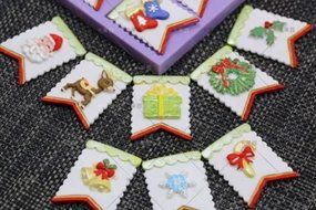 Anyana Christmas Santa Gift Flag Silicone fondant Mold Cake Decorating Baking Mould