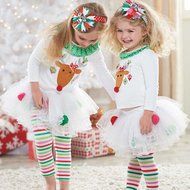 Morecome 2 Pieces Baby Girls Christmas Infant Toddler Santa Elk Cake Dress N3