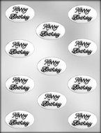 1 7/8 inch Oval with Happy Birthday Chocolate Candy Mold