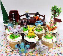 POKEMON GO 18 Piece Themed Birthday Cupcake Topper Set Featuring 12 RANDOM Pokemon Characters and Decorative Themed...