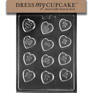 Dress My Cupcake Chocolate Candy Mold, Heart Phrases, Valentine&#039;s Day