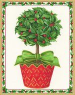 Entertaining with Caspari Holly Topiary Christmas Cards (Box of 16)