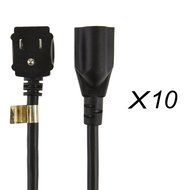 CableCreation [10-PACK] 1 Foot 16 AWG Angle Power Extension Cable Cord For NEMA 5-15R to NEMA 5-15P, 0.3M / Black N2