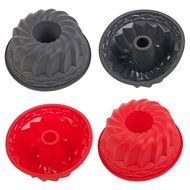 La Cucina Silicone Non-Stick Fluted Baking Ring Cake Pan Tray Dish (Red) N4
