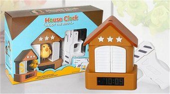 Fashion Creative Gift Silent House Cuckoo Gun-shot Desk Funny Talking Alarm Clocks N9