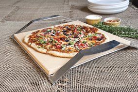 Pizzacraft PC0105 15&quot; Square Baking/Pizza Stone with Stainless Frame