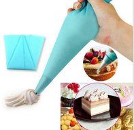 4 Sizes Silicone Pastry Bag Set, Reusable Icing Piping Bag Baking Cookie Cake Decorating Bag-Blue color(S+M+L+XL)