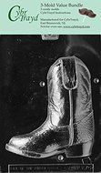 CybrTrayd K075B-3BUNDLE 3D Cowboy Boot-Piece 2 Chocolate Candy Mold with Exclusive Copyrighted 3D Chocolate Molding...