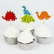 Winrase&reg; Pack of 24 Cute Dinosaur Kids Party Decoration Paper Cupcake Toppers (Dinosaur)