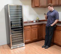 NewAir AWR-1600DB Premier Gold Series 160 Bottle Built-In WIne Cooler, StaInless Steel/Black N4