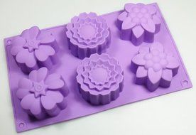 Sarah Janes Silicone 6 Cell Cake / Soap Mould - Mixed Flowers