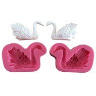FLY 2PCS/Set Swan shape Silicone Fondant Mold For Cake Decorating,Pink N6
