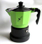 Top Moka: &quot;Top&quot; Aluminium Coffee Maker, Green with Teflon Boiler Chamber, 3-Cups [ Italian Import ]