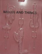 MUSICAL INSTRUMENTS LOLLY Chocolate Candy Mold With &copy; Candy Making Instruction -Set of 2