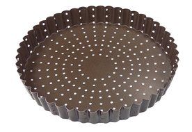 Paderno World Cuisine A4982317 Non-Stick Perforated Tart Pan, Brown