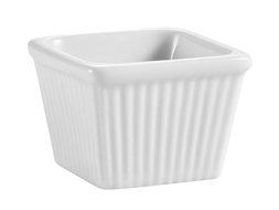 CAC China Accessories 3-3/8-Inch by 2-Inch 6-Ounce Super White Porcelain Square Fluted Ramekin, Box of 36