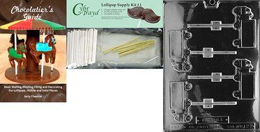 Cybrtrayd 45St50-J022 Truck Lolly Jobs Chocolate Candy Mold with 50 Lollipop Sticks, 4.5-Inch N2