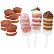 EKIND Round Shape Clear Push-Up Cake Pop Shooter (Push Pops) Plastic Containers with Lids, Base &amp; Sticks, Pack... N5