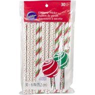 Wilton 1912-6000 Holiday Colored Lollipop Sticks, Red and Green Stripe