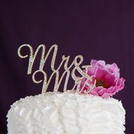 Mr and Mrs Wedding Cake Topper Gold Rhinestone Monogram Decoration (gold) N4
