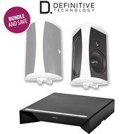 Definitive Technology W Amp Amplifier + AW 5500 All-Weather Outdoor Speakers Bundle (Pair, White) N2