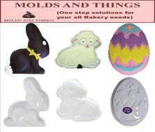 Easter Decorated Egg Cake Pan Lamb Cake Pan and Sitting Bunny Plastic Cake Pan- Set of 3 Pans