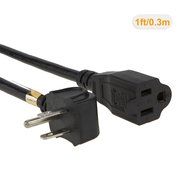 CableCreation [10-PACK] 1 Foot 16 AWG Angle Power Extension Cable Cord For NEMA 5-15R to NEMA 5-15P, 0.3M / Black N4