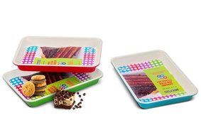 casaWare Ceramic Coated NonStick 9 X 13 x 2-Inch Rectangular Cake Pan (Cream/Purple) N5