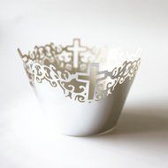 50 Cupcake Paper Cups Lace Muffin Cake Wrapper Cross Wedding Multi-color - Sky Blue, 5 cm 8 cm